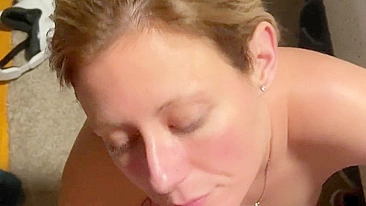 Wife's Delight - Hubby Gives Her Facial After Jerking Off