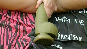 I had my cuck husband record a video of me stretching my pussy with my 12” dildo