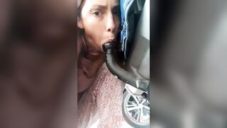 Dimwitted hoe, Public Piss, Suck & Fuck of the Trailer Hitch