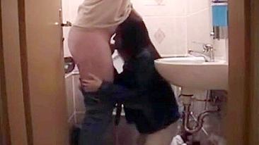 Oral pleasure with daughter in the bathroom - Spy Cam Exposes Incest at Home