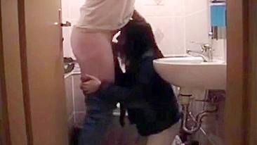 Oral pleasure with daughter in the bathroom - Spy Cam Exposes Incest at Home