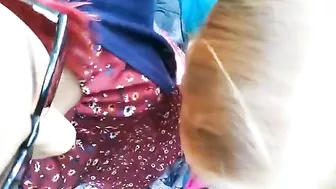 mother sucks a stranger's cock outdoors, daughter joins in incest