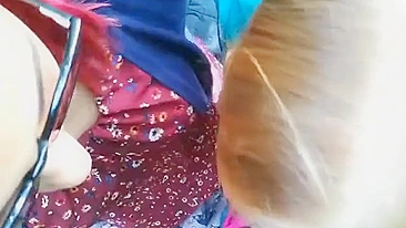 mother sucks a stranger's cock outdoors, daughter joins in incest