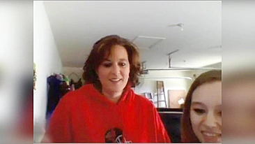 Redhead mom flashes big firm tits on cam her daughter's boyfriend ~ Incest
