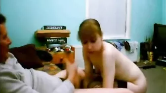 Dad jerking and cumming in daughters mouth used as a receptacle for excess sperm