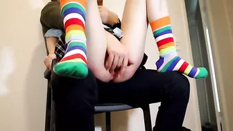 First Thing I Do After School Is Go And Sit On Dad’s Lap He Fingers My Pussy Until I Climax