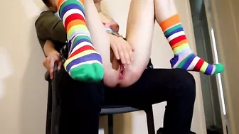 First Thing I Do After School Is Go And Sit On Dad’s Lap He Fingers My Pussy Until I Climax