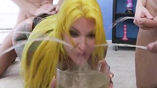 Pervrt 50 years old mom in the first piss and bukkake orgy