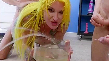 Pervrt 50 years old mom in the first piss and bukkake orgy