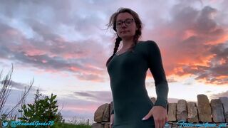 Cute Teen Sister Gets Fucked in Public Park Amidst Golden Hour Lighting