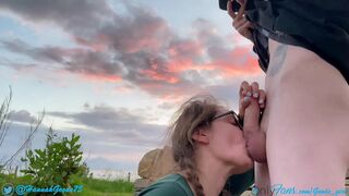 Cute Teen Sister Gets Fucked in Public Park Amidst Golden Hour Lighting