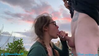 Cute Teen Sister Gets Fucked in Public Park Amidst Golden Hour Lighting