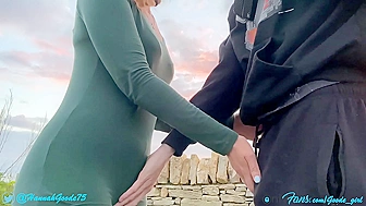 Cute Teen Sister Gets Fucked in Public Park Amidst Golden Hour Lighting