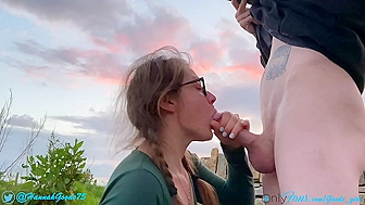 Cute Teen Sister Gets Fucked in Public Park Amidst Golden Hour Lighting