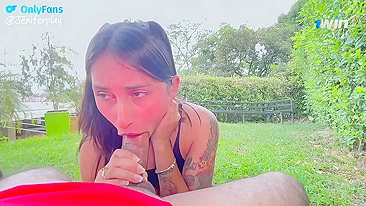 Fucking in the park I take off the condom from my brother to taste his cum