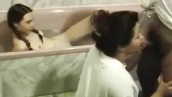 First lesson in incest ~ Perv mother sucking sons dick in front of daughter