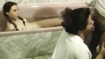 First lesson in incest ~ Perv mother sucking sons dick in front of daughter