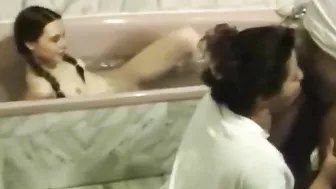 First lesson in incest ~ Perv mother sucking sons dick in front of daughter