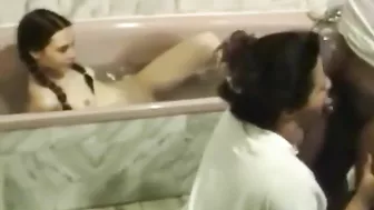 First lesson in incest ~ Perv mother sucking sons dick in front of daughter