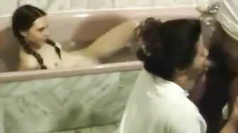 First lesson in incest ~ Perv mother sucking sons dick in front of daughter