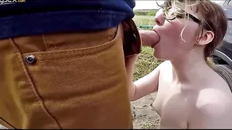 Sudden stop of the car to publicly fuck my daughter who needs pocket money