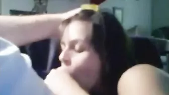 Brother and sister Incest sex, teen taking a mouthful of cum while the parents are away