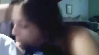 Brother and sister Incest sex, teen taking a mouthful of cum while the parents are away