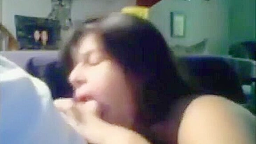 Brother and sister Incest sex, teen taking a mouthful of cum while the parents are away