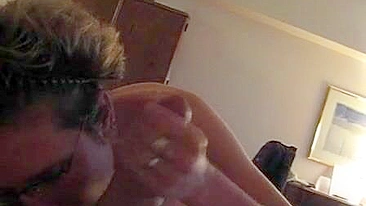 Home recorded BJ captured pov from brother featured sister wearing glasses