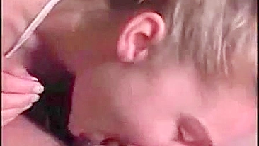 Daughter earns facial cumshot then continues deepthroating daddy while he moans in pleasure