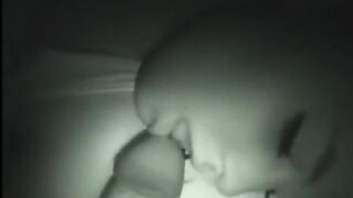 Brother playing while sister sleep, he brings his cock to her mouth.