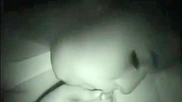 Brother playing while sister sleep, he brings his cock to her mouth.