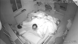 Mother and son in the same bed, a hidden camera caught her masturbating while he sleeps