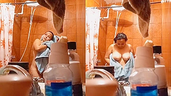 Sneaky and Horny Son Set Up Hidden Spy Camera In the Shower to See His Mom Naked