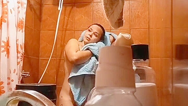 Sneaky and Horny Son Set Up Hidden Spy Camera In the Shower to See His Mom Naked