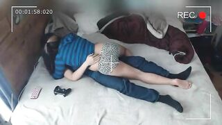 Father installs a hidden camera and catches incest sex between his son and his s`mother