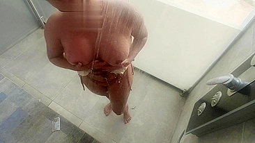 Mother's Naked Shower Caught on Hidden Cam with Sensual Touching and Soapy Massage