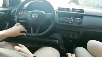 Slut wife swallows cum from a stranger while in the car driving