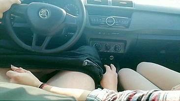 Slut wife swallows cum from a stranger while in the car driving