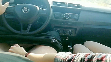 Slut wife swallows cum from a stranger while in the car driving