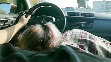 Slut wife swallows cum from a stranger while in the car driving