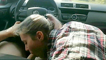 Slut wife swallows cum from a stranger while in the car driving