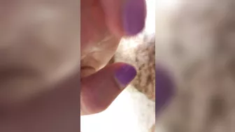 Absolutely super brunette with tanned nude body teasing on camera