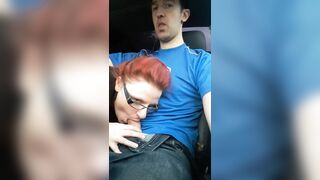 Sexy Wife Performs A Steamy, Kinky Fellatio In The Car While Her Man Drives