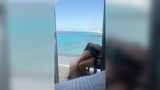 Amateur blowjob on the balcony in vacation