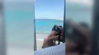 Amateur blowjob on the balcony in vacation