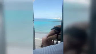 Amateur blowjob on the balcony in vacation