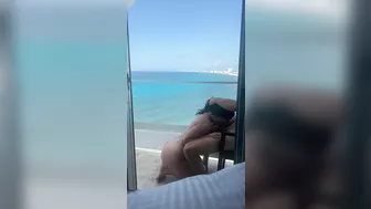 Amateur blowjob on the balcony in vacation