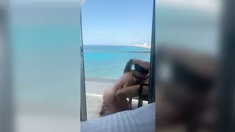 Amateur blowjob on the balcony in vacation