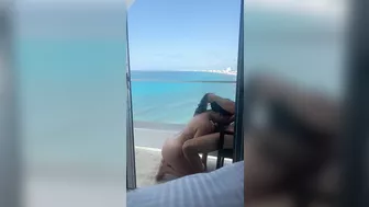 Amateur blowjob on the balcony in vacation